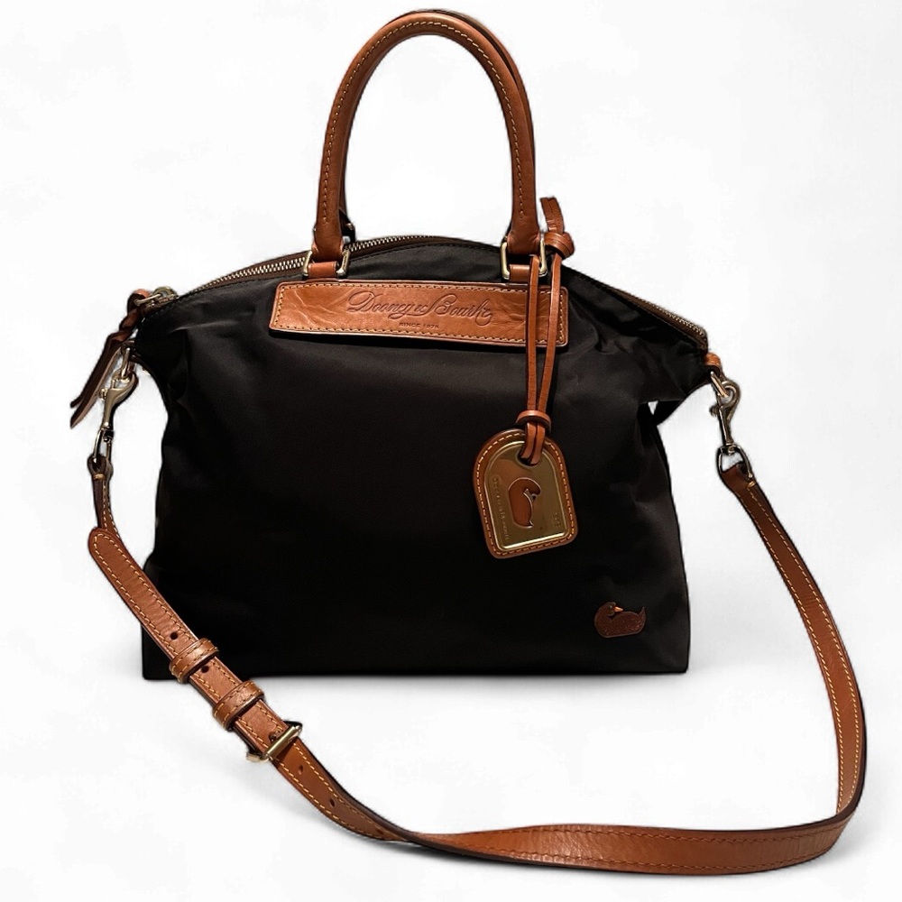 Dooney & Bourke Florentine Vacchetta Leather Handles Nylon Bag